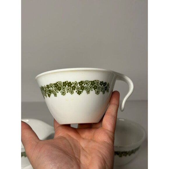 VTG Corelle Spring Blossom Green “Crazy Daisy” Coffee Tea Cups Set of 4 Kitchen - Picture 3 of 7